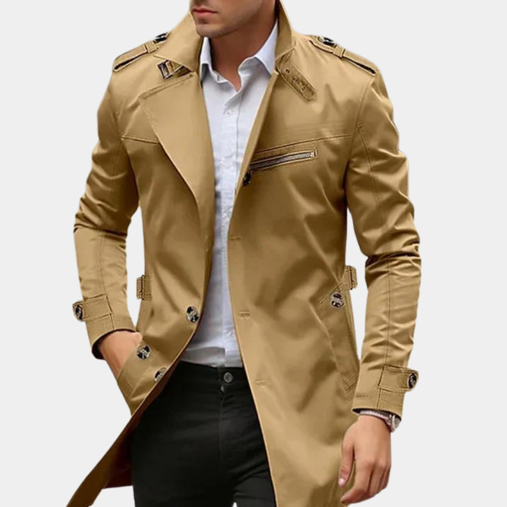 Thijs | Ademende katoenen herfsttrenchcoat voor heren met klassieke snit