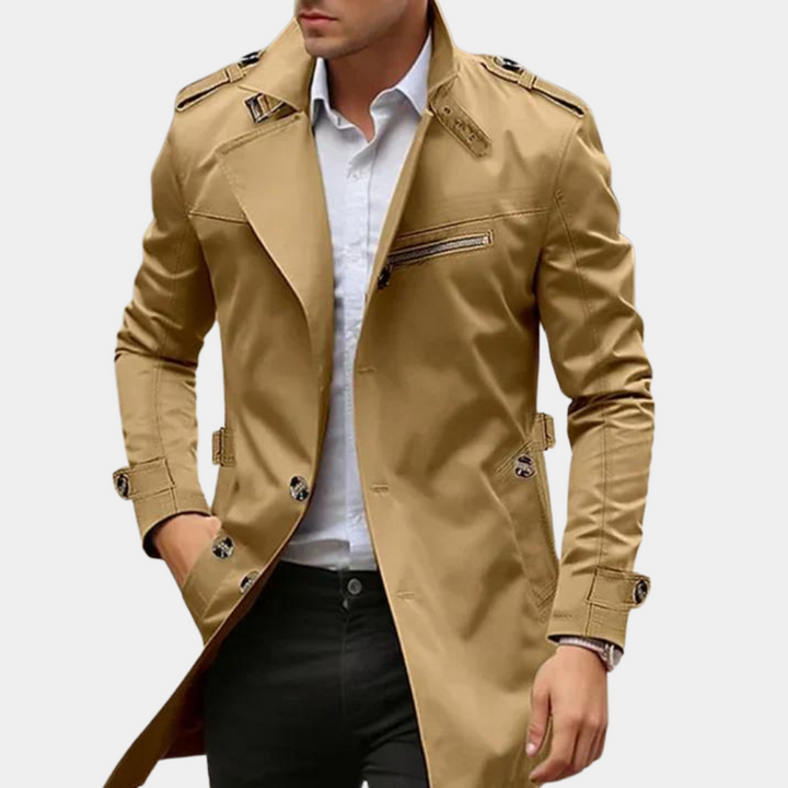 Thijs | Ademende katoenen herfsttrenchcoat voor heren met klassieke snit