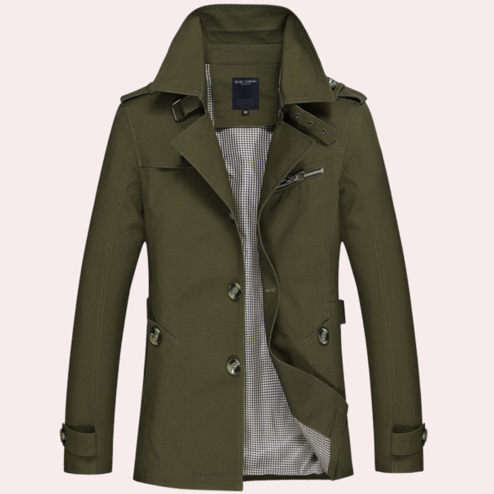 Thijs | Ademende katoenen herfsttrenchcoat voor heren met klassieke snit