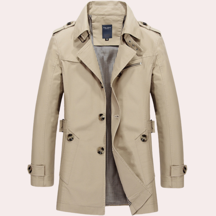 Thijs | Ademende katoenen herfsttrenchcoat voor heren met klassieke snit