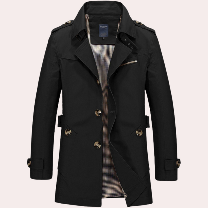 Thijs | Ademende katoenen herfsttrenchcoat voor heren met klassieke snit