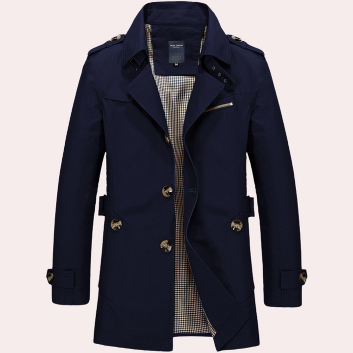 Thijs | Ademende katoenen herfsttrenchcoat voor heren met klassieke snit