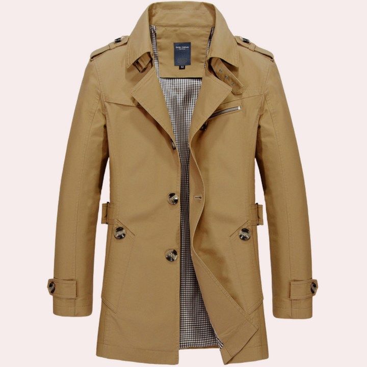 Thijs | Ademende katoenen herfsttrenchcoat voor heren met klassieke snit