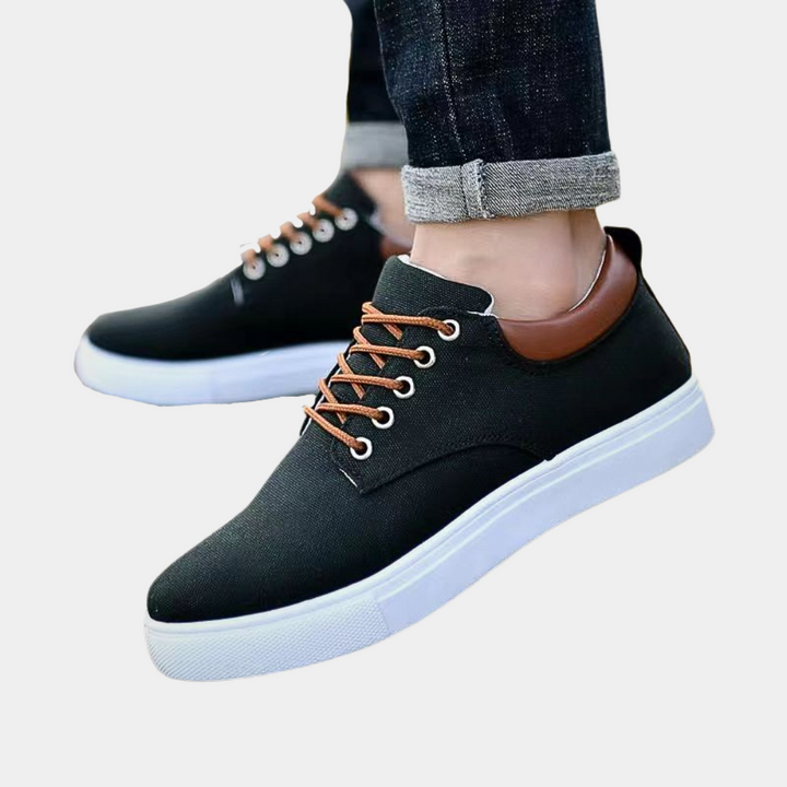 Birger | Lichtgewicht ademende canvas herfstschoenen voor heren met casual vetersluiting