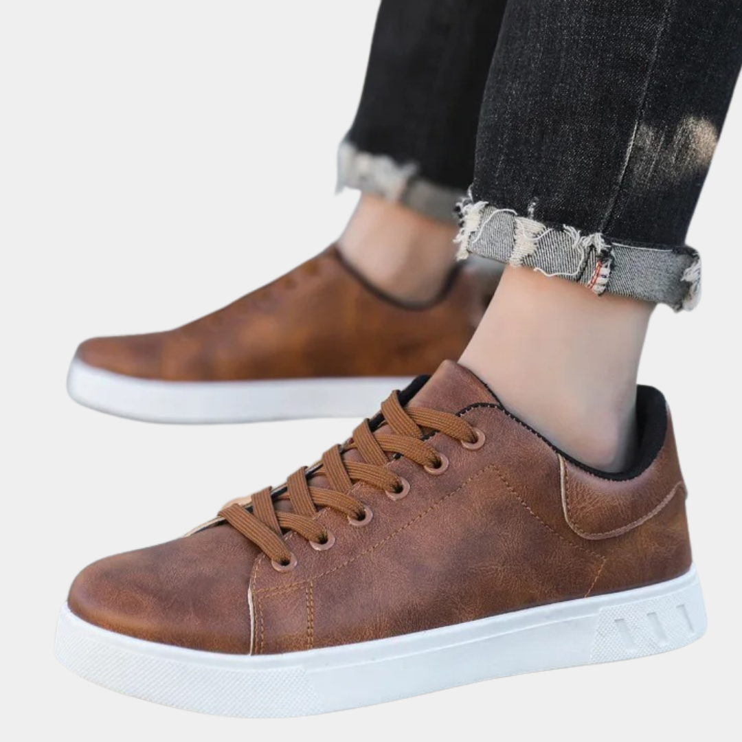 Arno | Duurzame PU leren herfstschoenen voor heren met casual vetersluiting en gewatteerde binnenzool