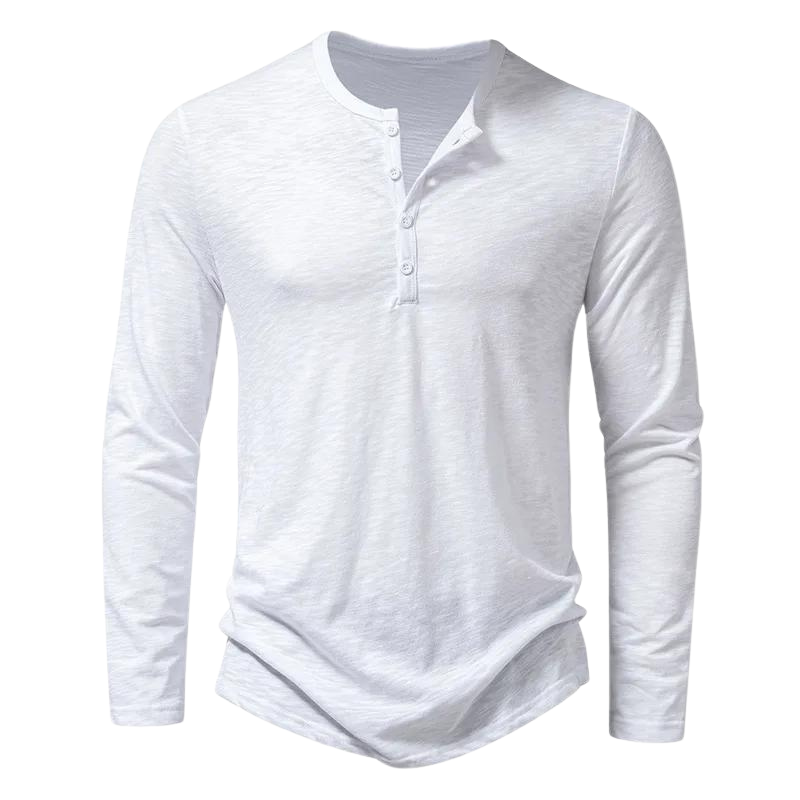 Julien | Zacht ademend katoenen shirt voor heren met knoopsluiting en henley-hals
