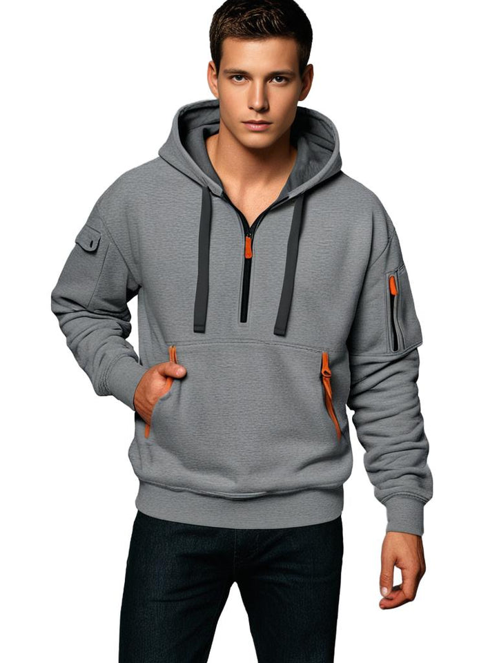 Lars | Ademende zachte functionele herfst hoodie met rits voor heren in katoenmix