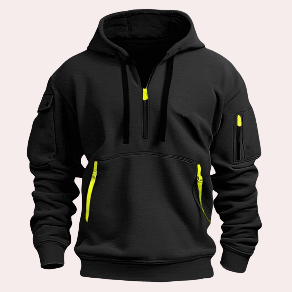 Lars | Ademende zachte functionele herfst hoodie met rits voor heren in katoenmix