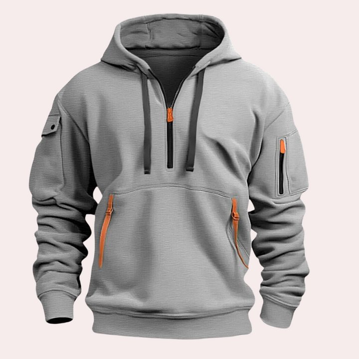 Lars | Ademende zachte functionele herfst hoodie met rits voor heren in katoenmix