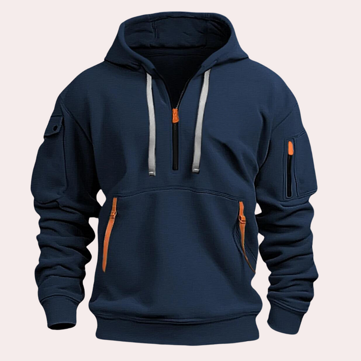 Lars | Ademende zachte functionele herfst hoodie met rits voor heren in katoenmix