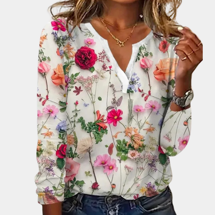 Casual gebloemde damesblouse met comfortabele pasvorm en frisse uitstraling
