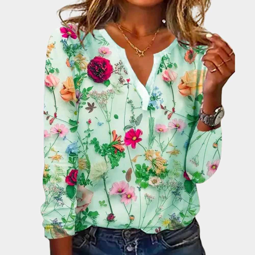 Casual gebloemde damesblouse met comfortabele pasvorm en frisse uitstraling