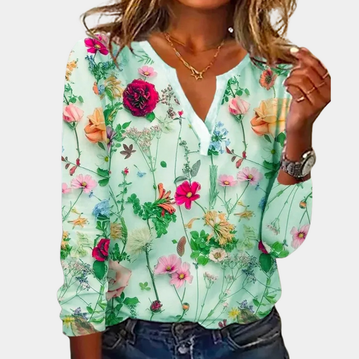 Casual gebloemde damesblouse met comfortabele pasvorm en frisse uitstraling
