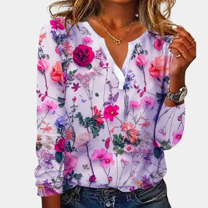 Casual gebloemde damesblouse met comfortabele pasvorm en frisse uitstraling