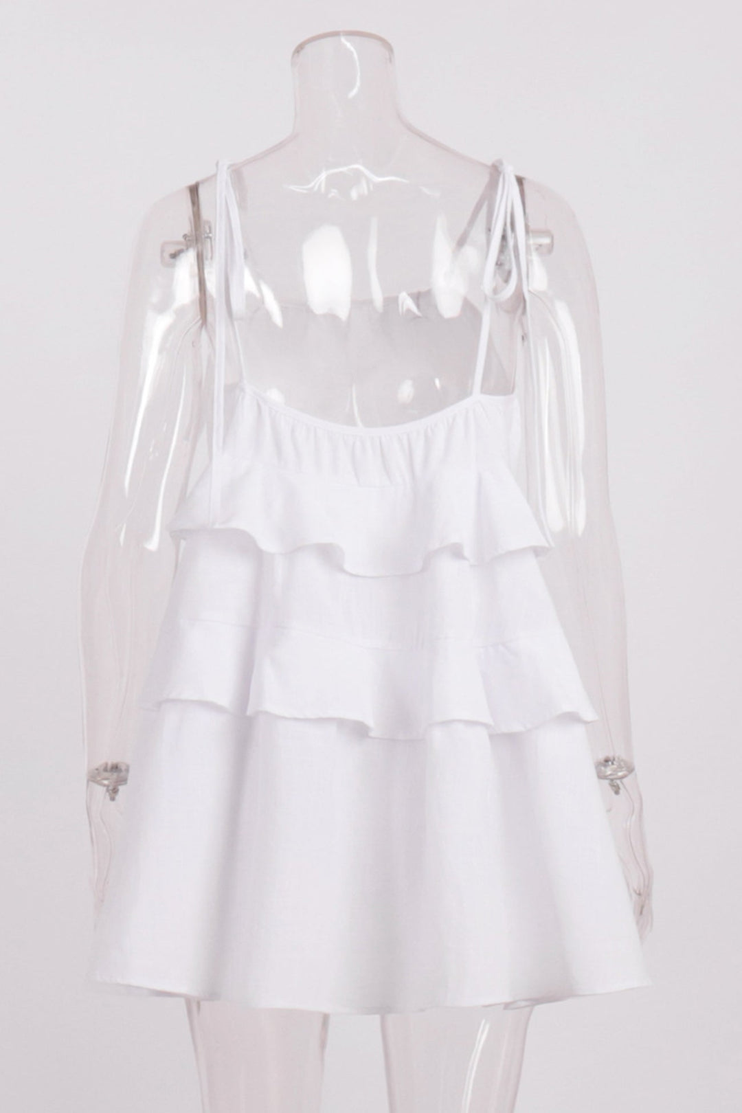 Linde – Katoenen Babydoll-jurk met Strikbandjes en Gelaagde Rok