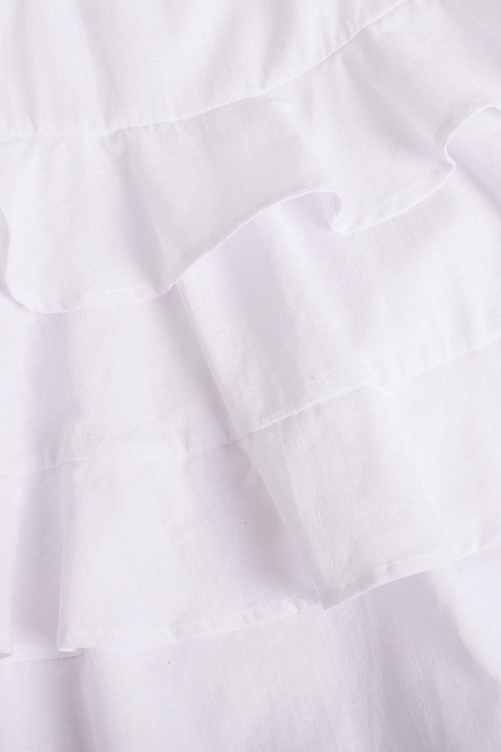 Linde – Katoenen Babydoll-jurk met Strikbandjes en Gelaagde Rok