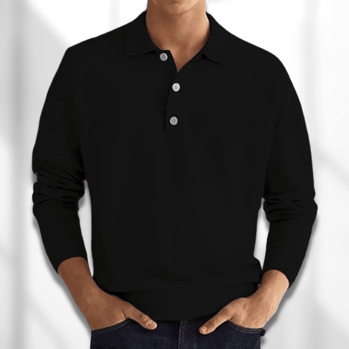 Laurent | Zacht luxe katoenmix herfst poloshirt voor heren met verfijnde afwerking en veelzijdige uitstraling