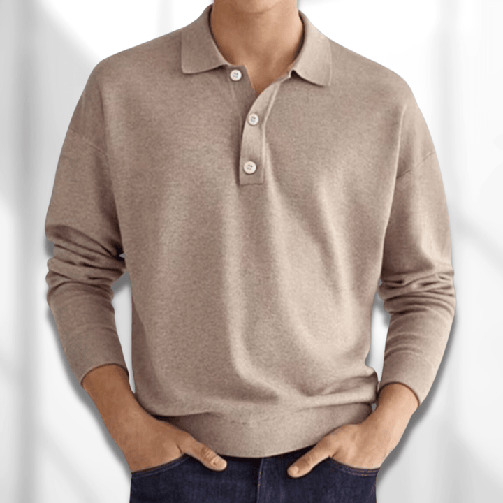 Laurent | Zacht luxe katoenmix herfst poloshirt voor heren met verfijnde afwerking en veelzijdige uitstraling