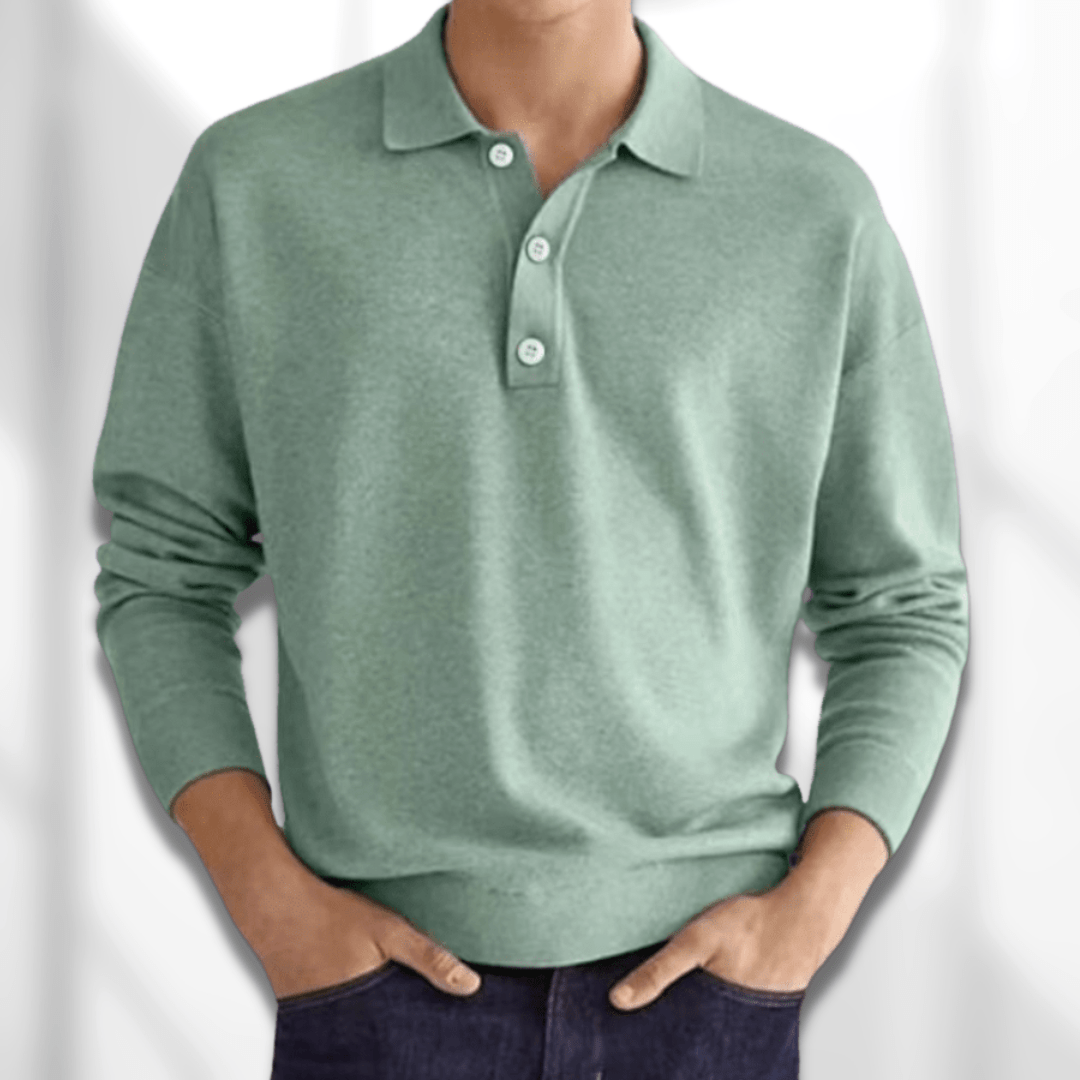 Laurent | Zacht luxe katoenmix herfst poloshirt voor heren met verfijnde afwerking en veelzijdige uitstraling