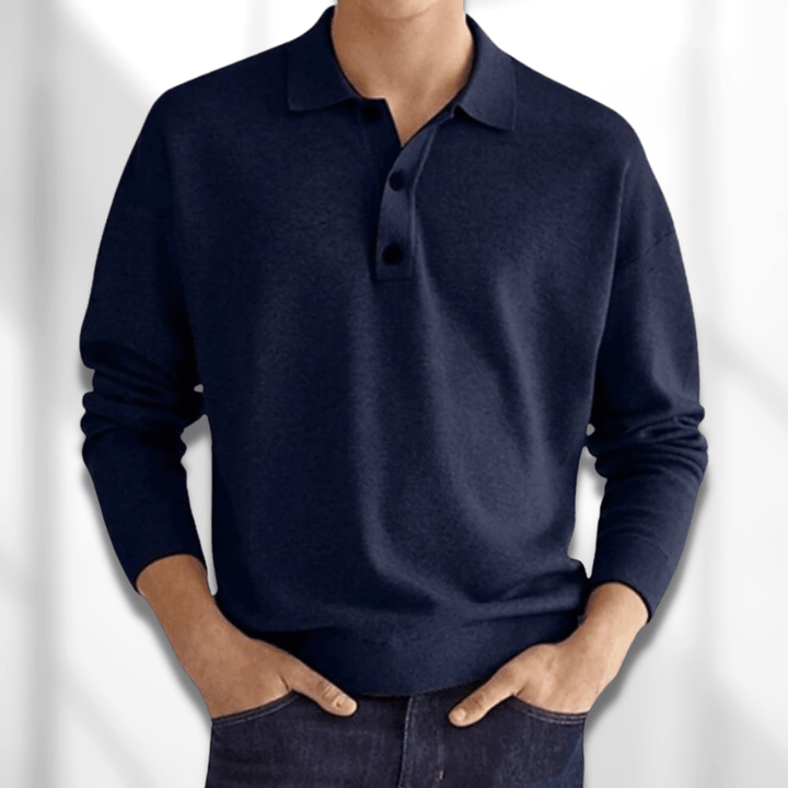 Laurent | Zacht luxe katoenmix herfst poloshirt voor heren met verfijnde afwerking en veelzijdige uitstraling