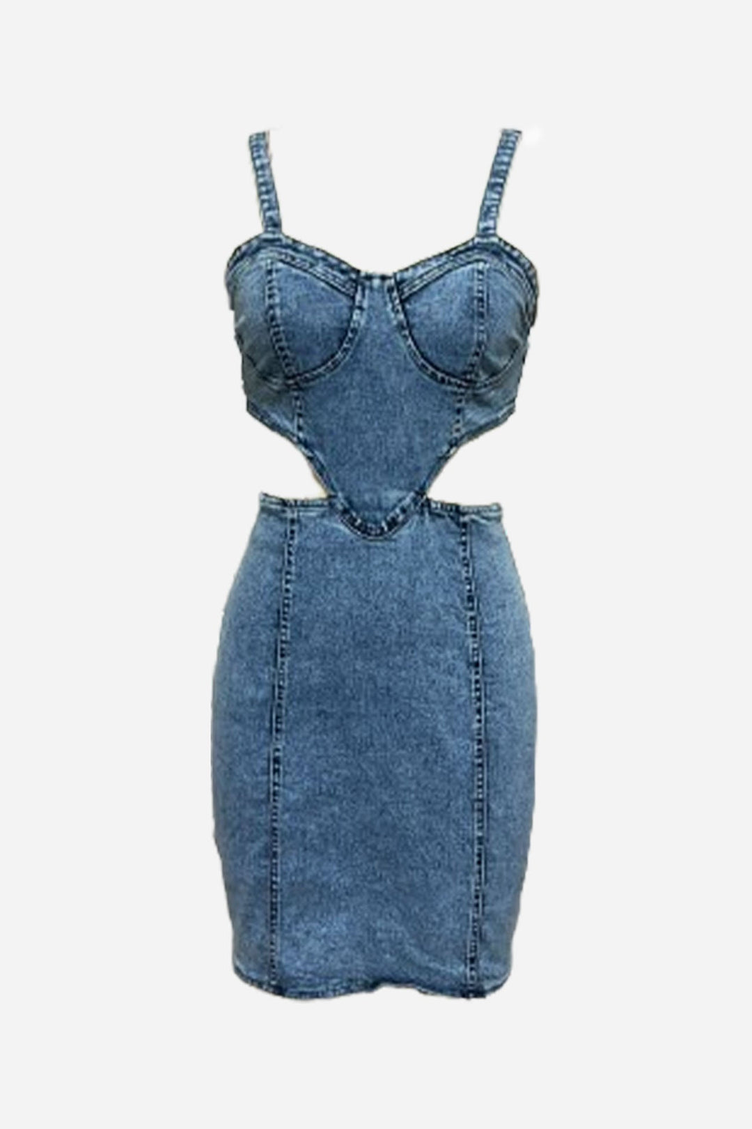 Tirza – Denim Bodycon Cami-jurk met Cut-Out en Rits