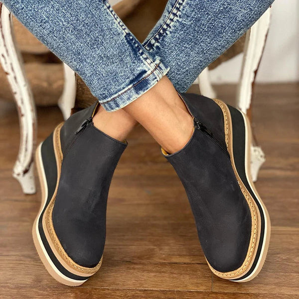 Mara | Comfortabele herfst­enkellaarzen voor dames van robuust materiaal met verhoogde zool en casual look