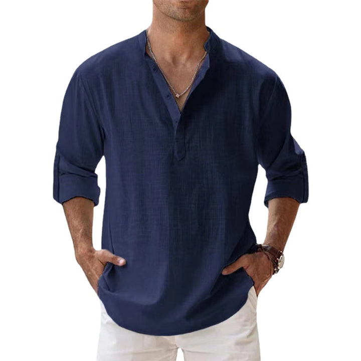 Linnen overhemd met Henley kraag – Ademend en licht voor een stijlvolle zomerse look