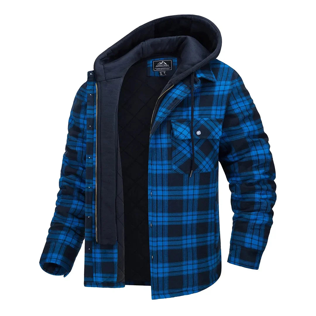Lars | Warme geruite winterjas voor heren met capuchon en veelzijdig design