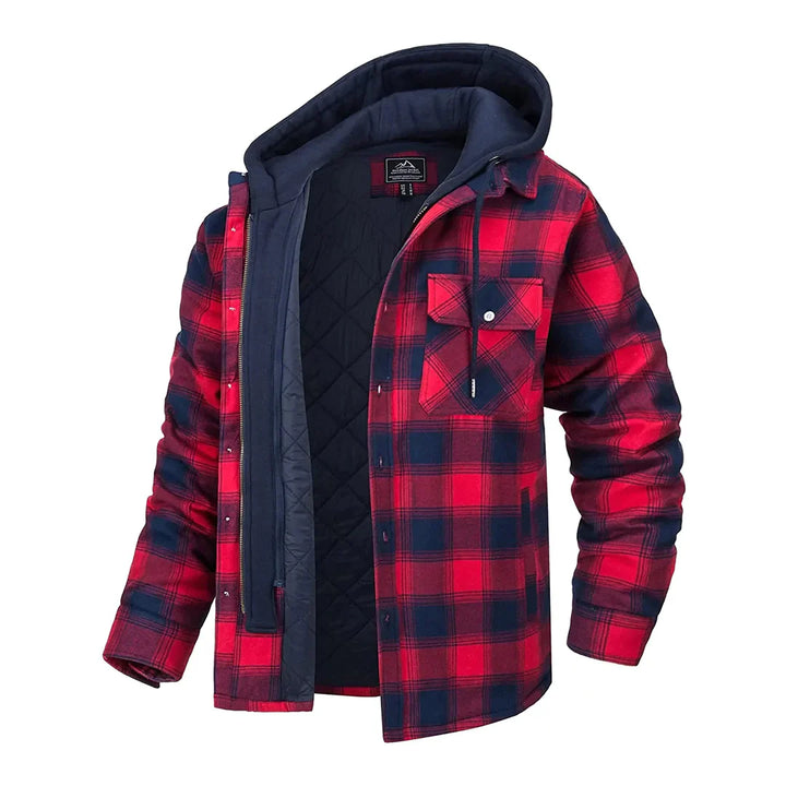 Lars | Warme geruite winterjas voor heren met capuchon en veelzijdig design
