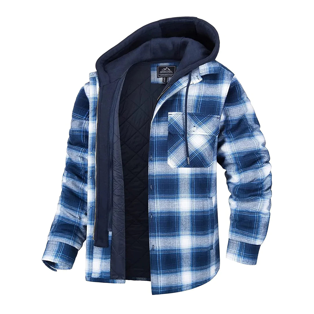 Lars | Warme geruite winterjas voor heren met capuchon en veelzijdig design