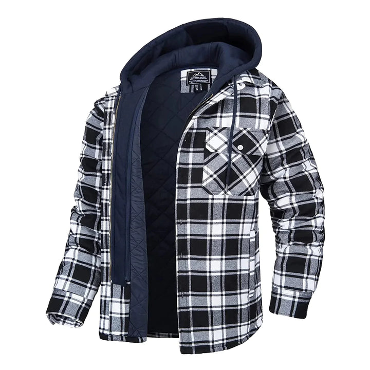 Lars | Warme geruite winterjas voor heren met capuchon en veelzijdig design