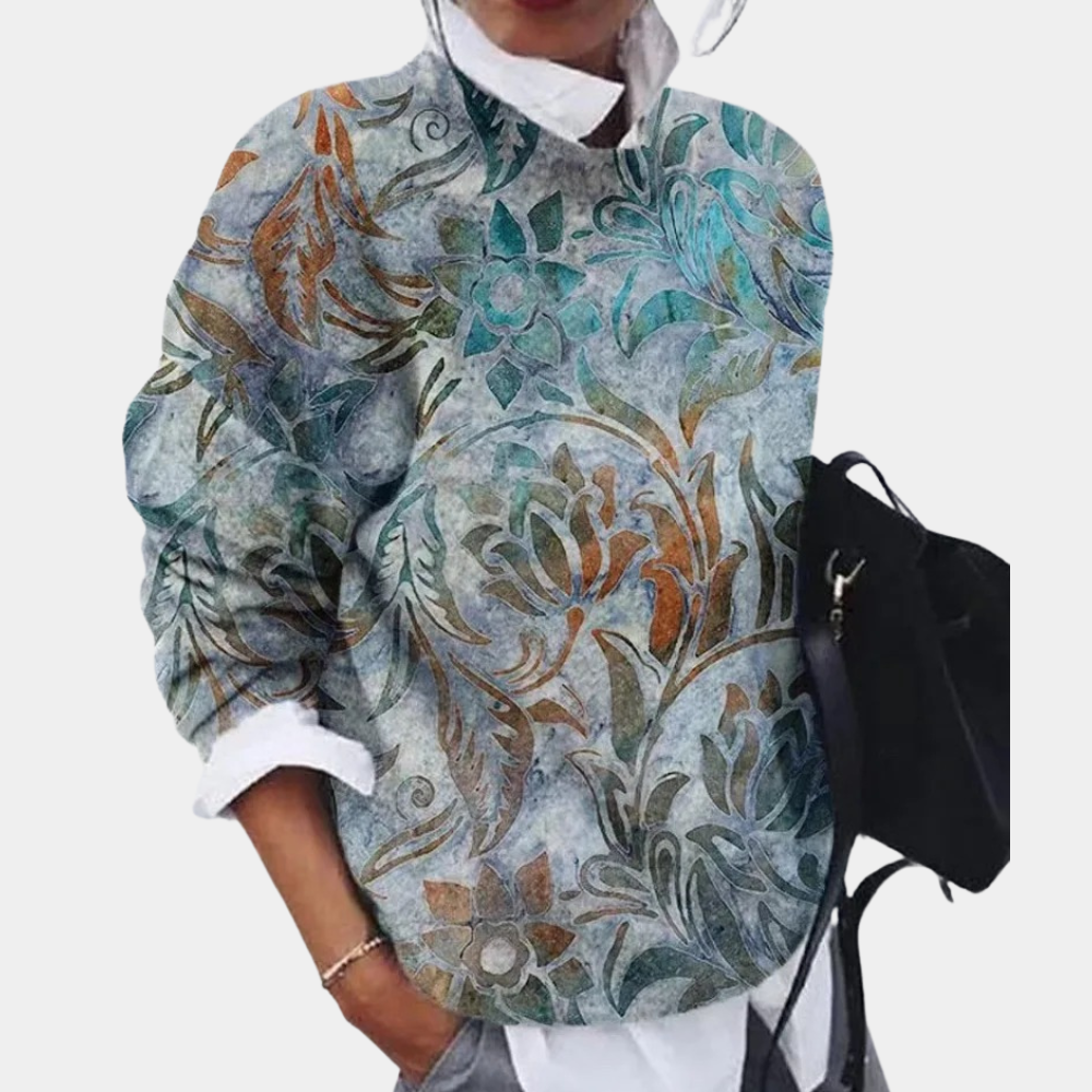 Elena | Lichtgewicht ademend polyester herfsttrui voor dames met grafische print en relaxte pasvorm