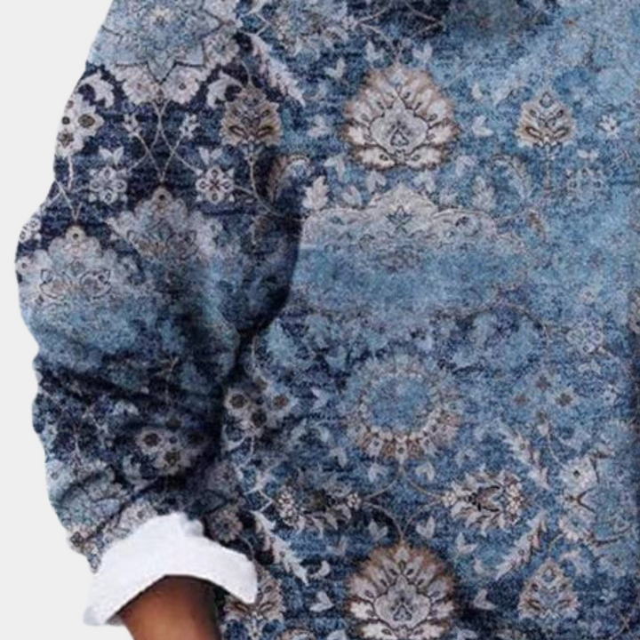 Elena | Lichtgewicht ademend polyester herfsttrui voor dames met grafische print en relaxte pasvorm