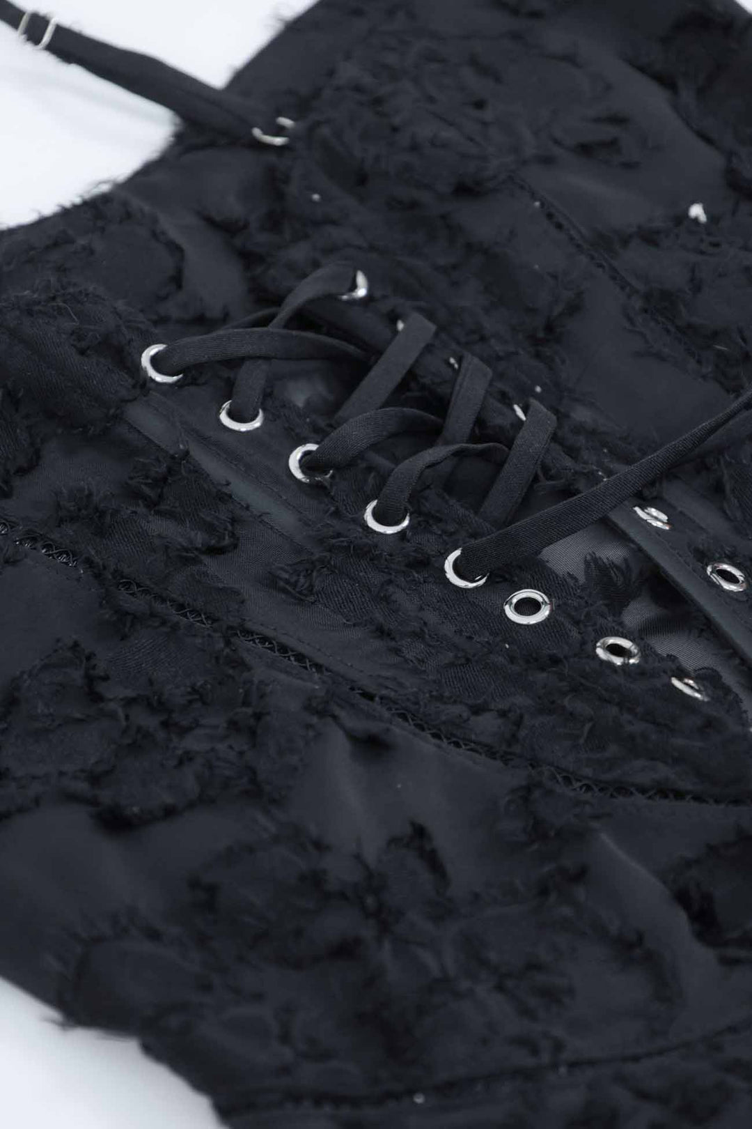 Lara – Mouwloze Maxi Jurk met Kant en Striksluiting Achter-