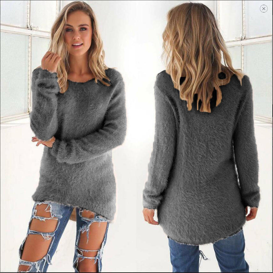 Amelia | Lichtgewicht zachte polyester herfsttrui voor dames met lange mouwen en ronde hals