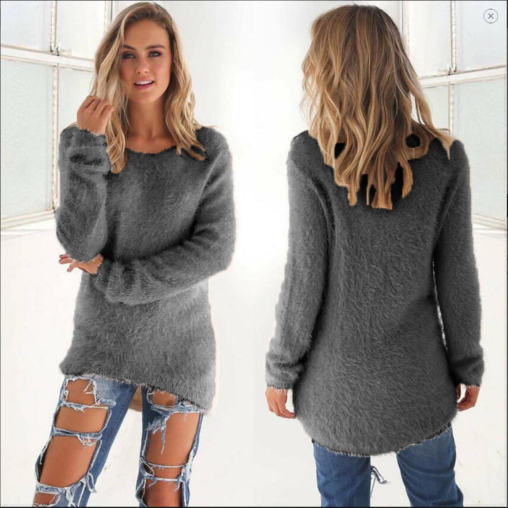 Amelia | Lichtgewicht zachte polyester herfsttrui voor dames met lange mouwen en ronde hals