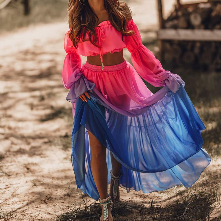 Yara - Dames Set - Off-Shoulder Top en Lange Rok