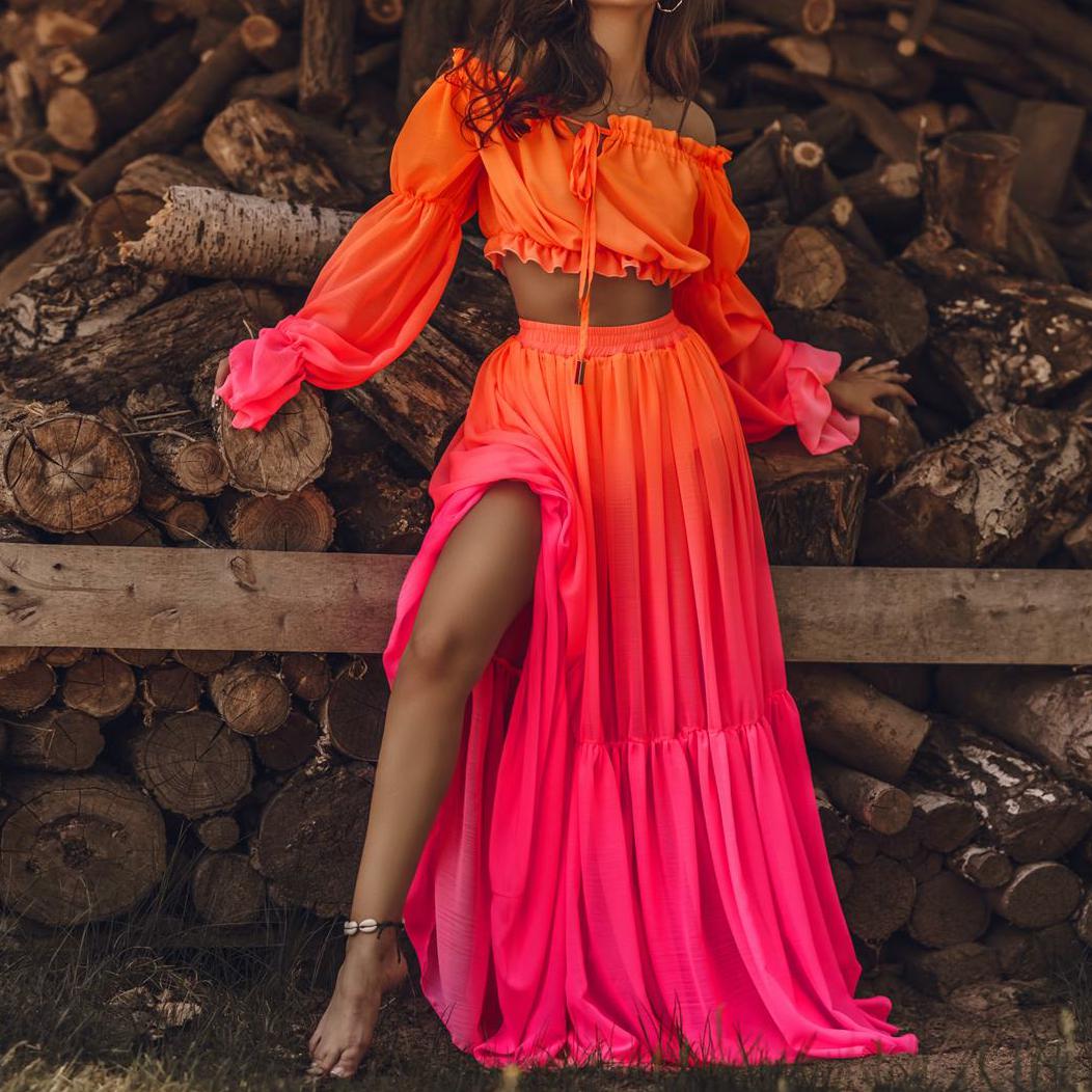Yara - Dames Set - Off-Shoulder Top en Lange Rok