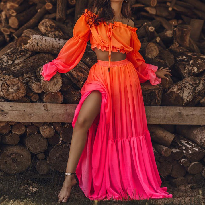 Yara - Dames Set - Off-Shoulder Top en Lange Rok