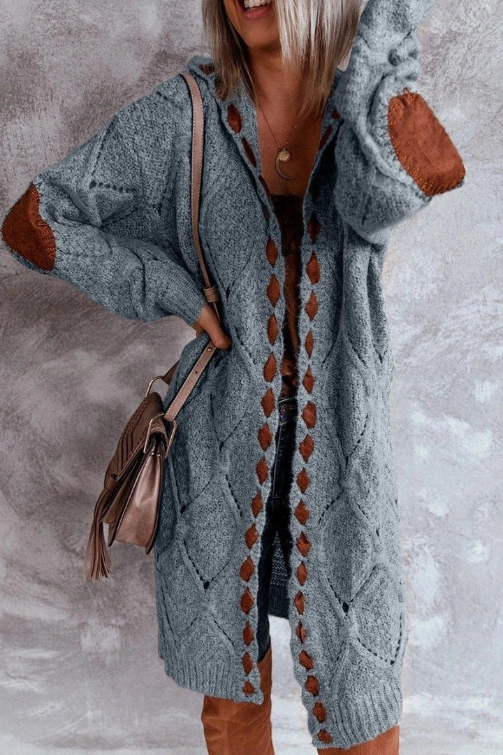 Elodie - Lang Gebreid Vest met Capuchon - Oversized & Warm met Elleboogstukken