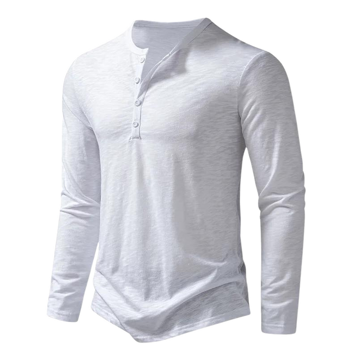 Julien | Zacht ademend katoenen shirt voor heren met knoopsluiting en henley-hals