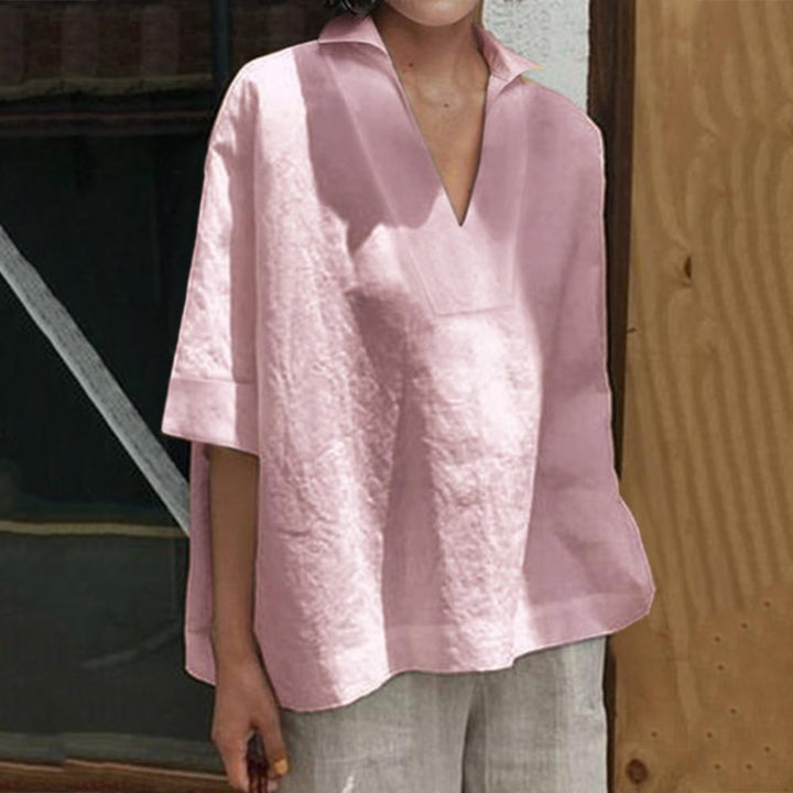 Iris - Dames Linnen Blouse - V-hals voor een Elegante Uitstraling