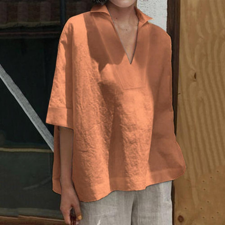 Iris - Dames Linnen Blouse - V-hals voor een Elegante Uitstraling