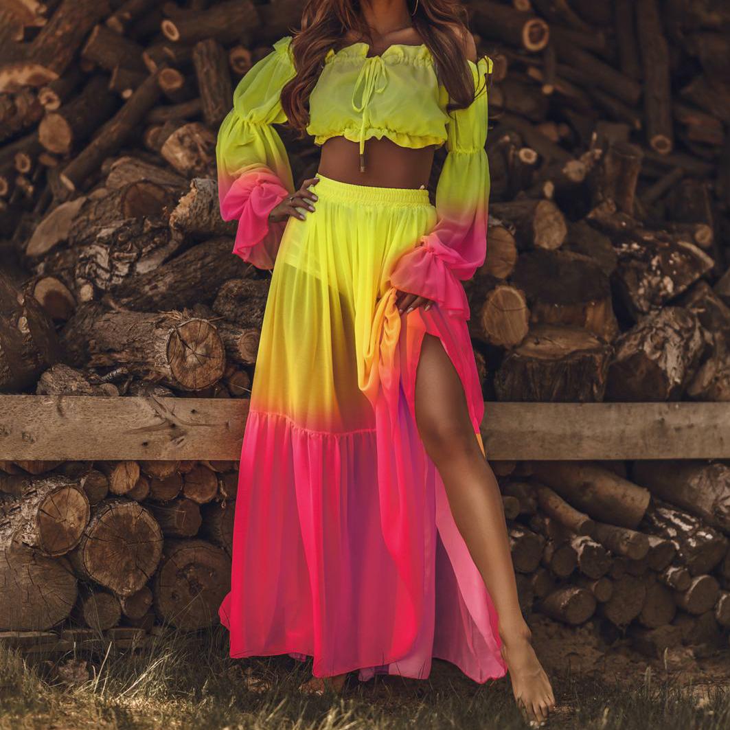 Yara - Dames Set - Off-Shoulder Top en Lange Rok