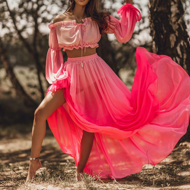 Yara - Dames Set - Off-Shoulder Top en Lange Rok
