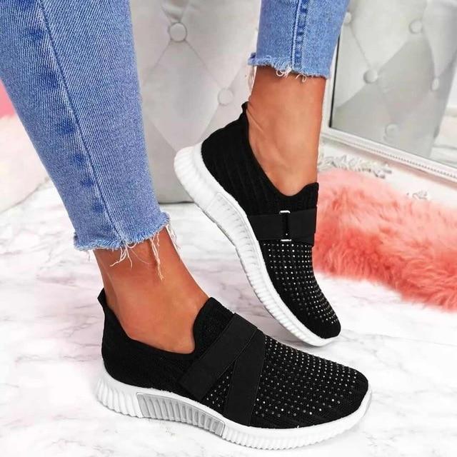 Zoe Dames Slip-on Sneakers - Gemakkelijke Instappers met Klittenbandsluiting