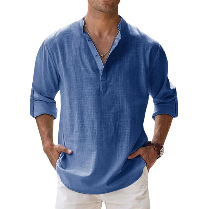 Linnen overhemd met Henley kraag – Ademend en licht voor een stijlvolle zomerse look