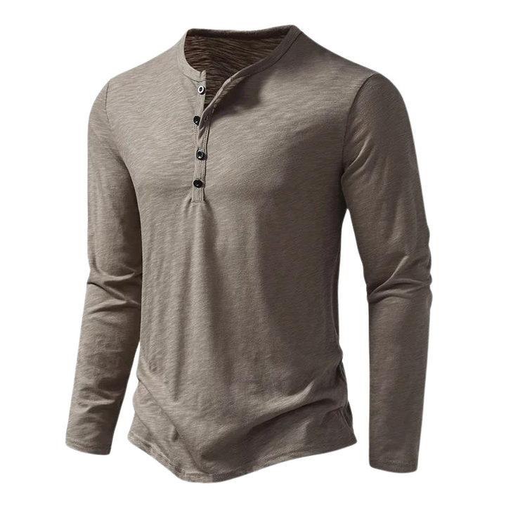 Julien | Zacht ademend katoenen shirt voor heren met knoopsluiting en henley-hals