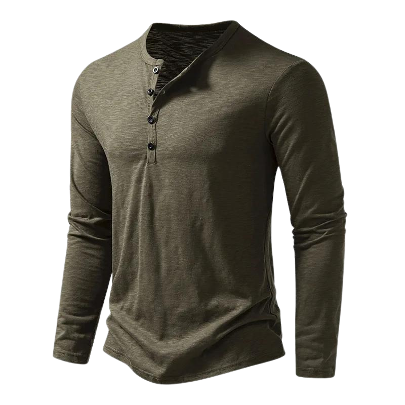 Julien | Zacht ademend katoenen shirt voor heren met knoopsluiting en henley-hals