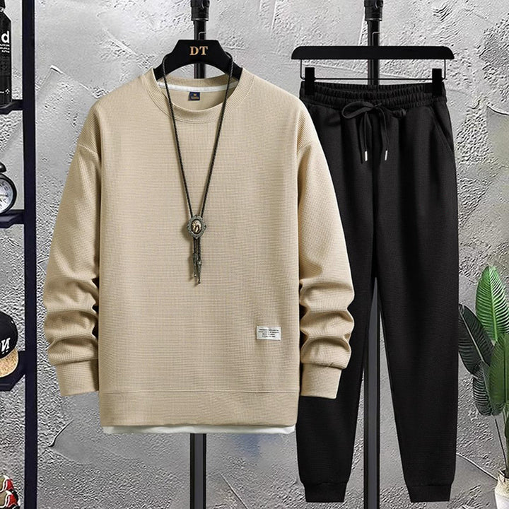 Sven | Zachte ademende katoenmix herfst jogging set voor heren met moderne casual stijl